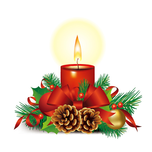 Christmas candle with baubles vectors 07