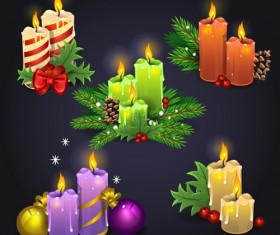 Christmas candle with baubles vectors 08