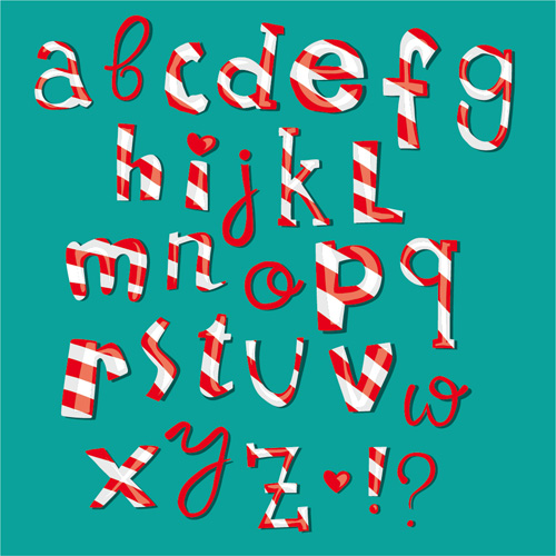 Christmas candy alphabets vector 01
