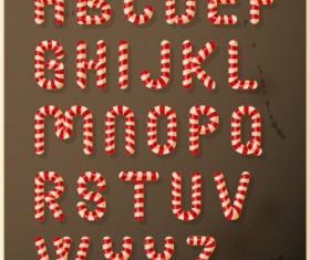 Christmas candy alphabets vector 02