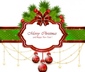 Christmas card with decorative elements vector material