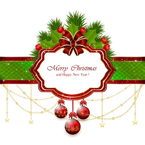 Christmas card with decorative elements vector material