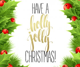 Christmas cards with holly berry vector material 01