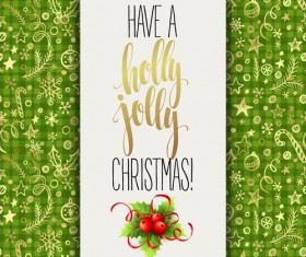 Christmas cards with holly berry vector material 02