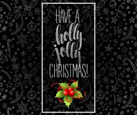 Christmas cards with holly berry vector material 10