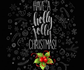 Christmas cards with holly berry vector material 04 free download