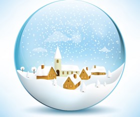 Christmas crystal ball with winter vector 05