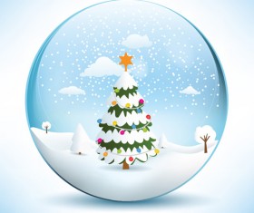 Christmas crystal ball with winter vector 06