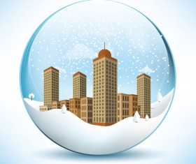 Christmas crystal ball with winter vector 07