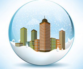 Christmas crystal ball with winter vector 08