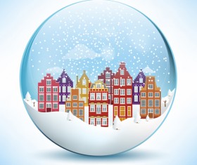 Christmas crystal ball with winter vector 09