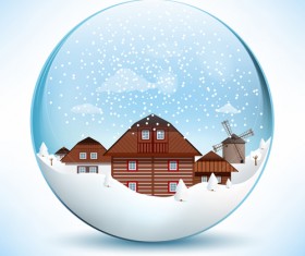 Christmas crystal ball with winter vector 10
