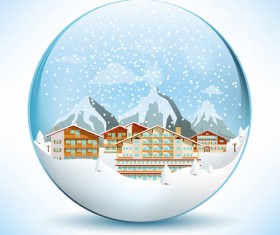 Christmas crystal ball with winter vector 11