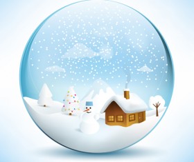 Christmas crystal ball with winter vector 12