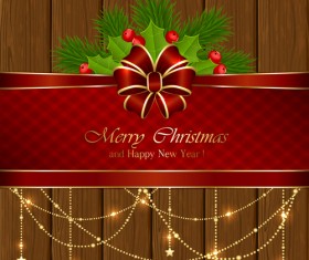 Christmas decor with wooden background vector material