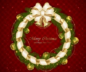 Christmas decoration frame with ribbon and stars vector