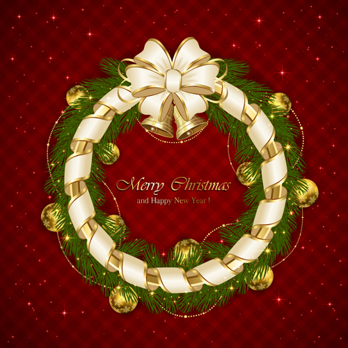 Christmas decoration frame with ribbon and stars vector