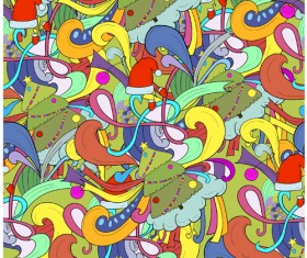 Christmas elements with doodle seamless pattern vector 03