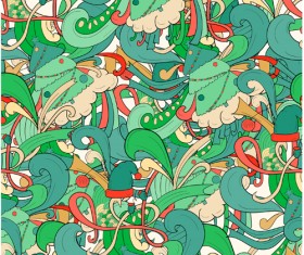 Christmas elements with doodle seamless pattern vector 04