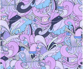 Christmas elements with doodle seamless pattern vector 07