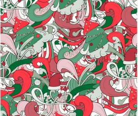 Christmas elements with doodle seamless pattern vector 11
