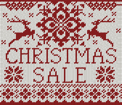 Christmas elements with knitted pattern vector 02