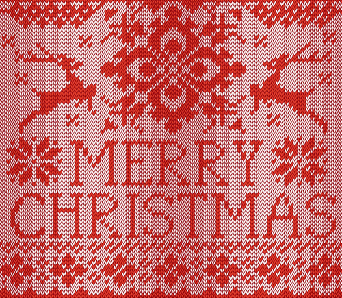 Christmas elements with knitted pattern vector 03
