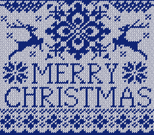 Christmas elements with knitted pattern vector 04