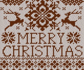 Christmas elements with knitted pattern vector 05