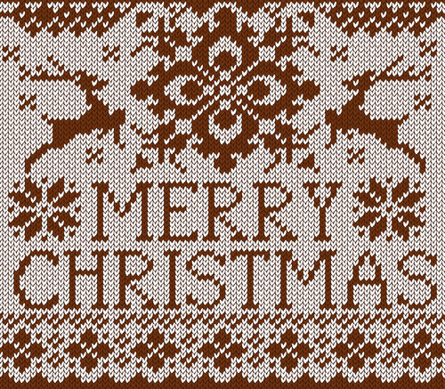 Christmas elements with knitted pattern vector 05
