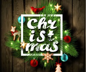 Christmas fir branches art background vector 01