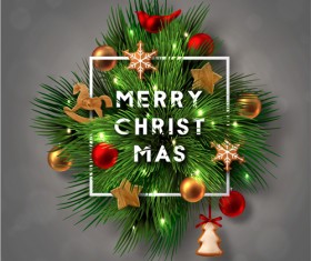 Christmas fir branches art background vector 03