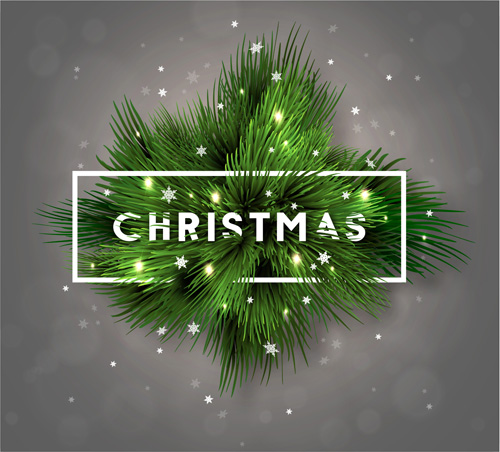 Christmas fir branches art background vector 06