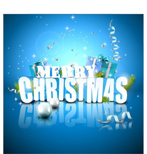 Christmas gift boxs with confetti vector material