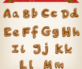 Christmas gingerbread cookie alphabet vector