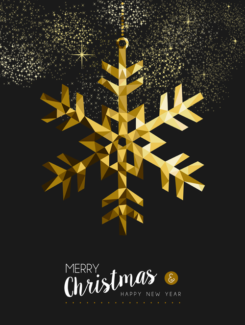 Christmas golden snowflake with blackground vector