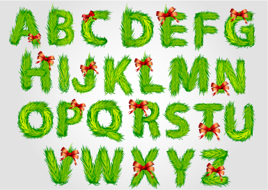 Christmas green alphabets vectors 02