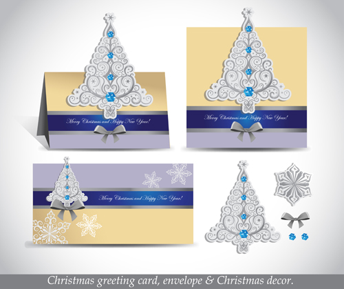 Christmas greeting card envelope with christmas decorative vector 01