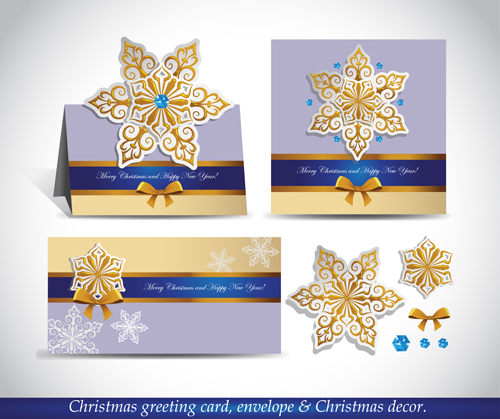 Christmas greeting card envelope with christmas decorative vector 03