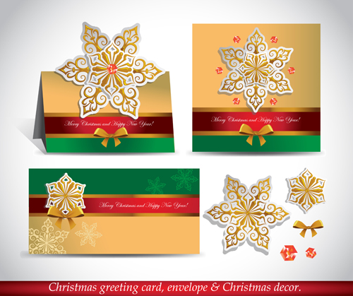 Christmas greeting card envelope with christmas decorative vector 04