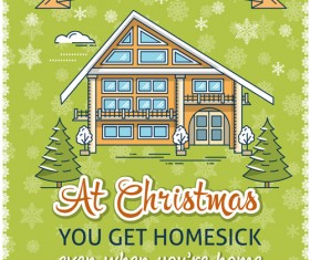 Christmas greeting cards with house vector 03