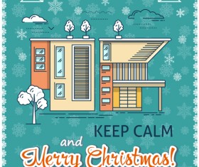 Christmas greeting cards with house vector 05