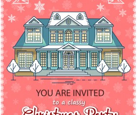 Christmas greeting cards with house vector 06