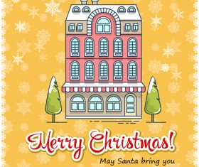 Christmas greeting cards with house vector 08