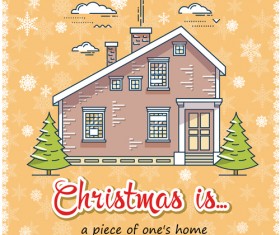 Christmas greeting cards with house vector 10