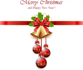Christmas holly berry with bells vector background 04