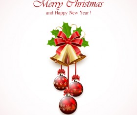 Christmas holly berry with bells vector background 07