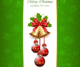 Christmas holly berry with bells vector background 08