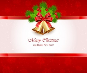 Christmas holly berry with bells vector background 09