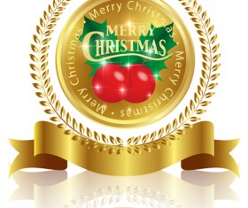 Christmas labels with diamonds and laurel wreath vectors